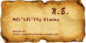 Mátéffy Blanka névjegykártya